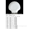 shell shaped white porcelain plate 4" 9"